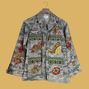 Upcycled Camouflage Utility Military Jacket